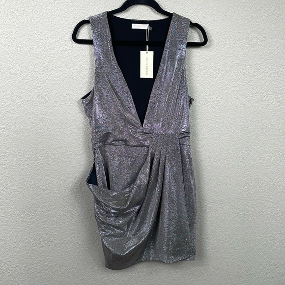 NWT Ramy Brook Evening Capsule Cocktail Dress in Rose Gold Plunge Neck Sz 8 - Picture 3 of 15